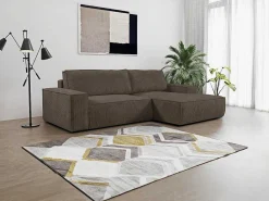 Hoekslaapbank Amelia Van Pascal Morabito - Ribfluweel - Bruin - Hoek Rechts-Vente-unique Online