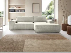 Hoekslaapbank Amelia Van Pascal Morabito - Ribfluweel - Beige - Hoek Rechts-Vente-unique Sale