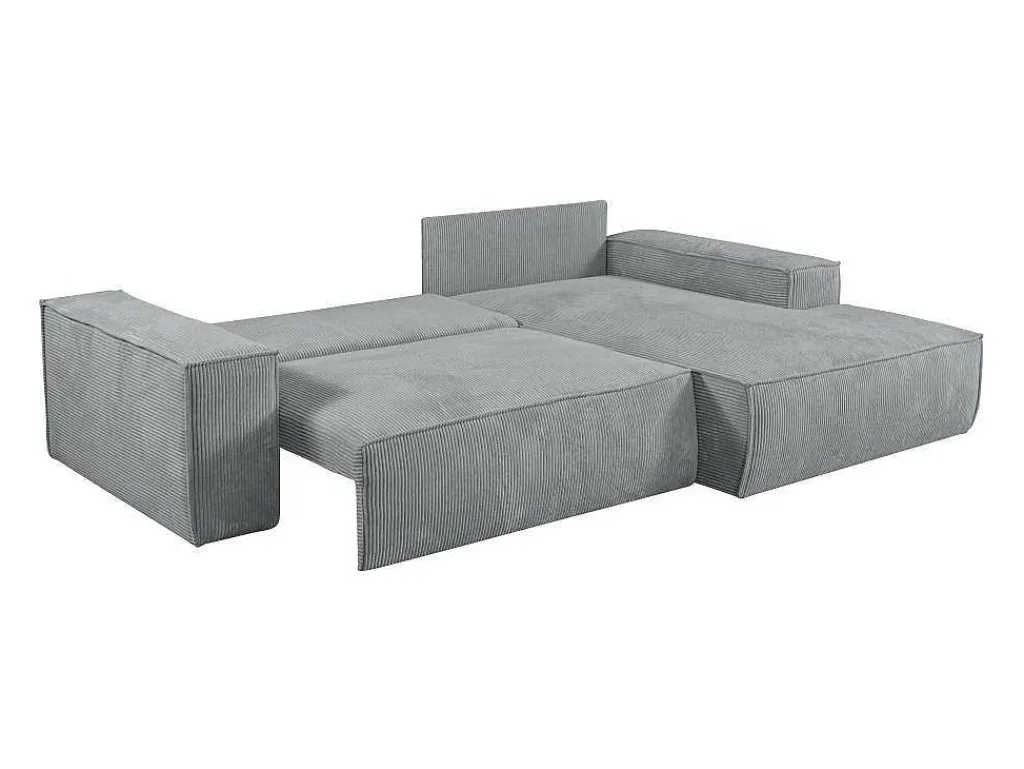 Hoekslaapbank Amelia Van Pascal Morabito - Ribfluweel - Lichtgrijs - Hoek Rechts-Vente-unique Clearance