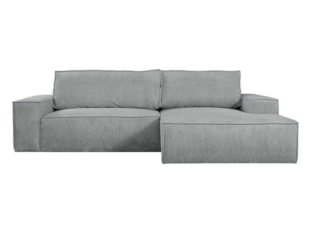 Hoekslaapbank Amelia Van Pascal Morabito - Ribfluweel - Lichtgrijs - Hoek Rechts-Vente-unique Clearance