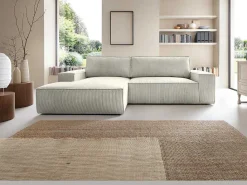 Hoekslaapbank Amelia Van Pascal Morabito - Ribfluweel - Beige - Hoek Links-Vente-unique Outlet