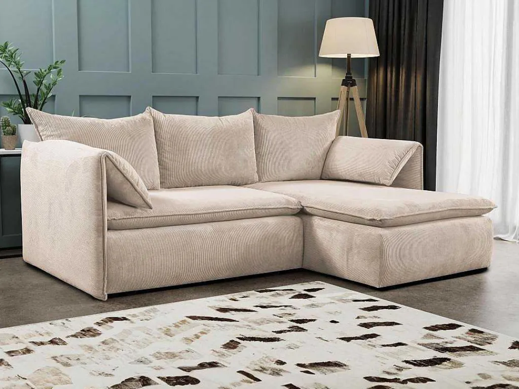 Hoekslaapbank Teodora Van Pascal Morabito - Ribfluweel - Beige - Hoek Rechts-Vente-unique Sale