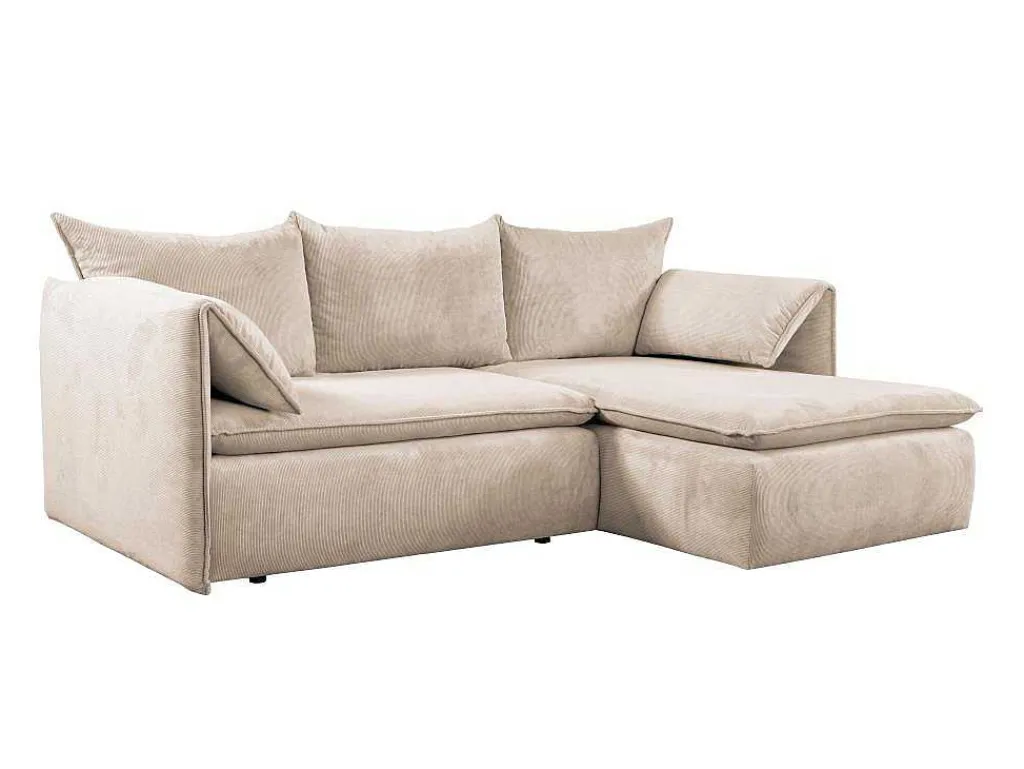 Hoekslaapbank Teodora Van Pascal Morabito - Ribfluweel - Beige - Hoek Rechts-Vente-unique Sale