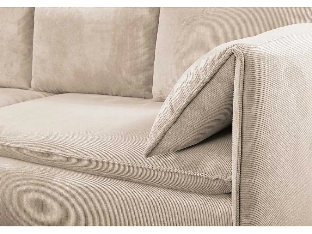 Hoekslaapbank Teodora Van Pascal Morabito - Ribfluweel - Beige - Hoek Links-Vente-unique Clearance