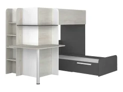 Hoekstapelbed 2 X 90 X 190 Cm - Met Bureau - Grijs, Wit En Zwart - Samuel-Vente-unique Best