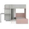 Hoekstapelbed 2 X 90 X 190 Cm - Met Bureau - Grijs, Wit En Roze + Matras - Samuel-Vente-unique Online