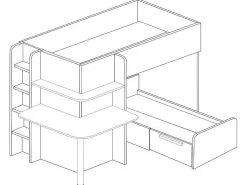 Hoekstapelbed 2 X 90 X 190 Cm - Met Bureau - Grijs, Wit En Roze + Matras - Samuel-Vente-unique Online