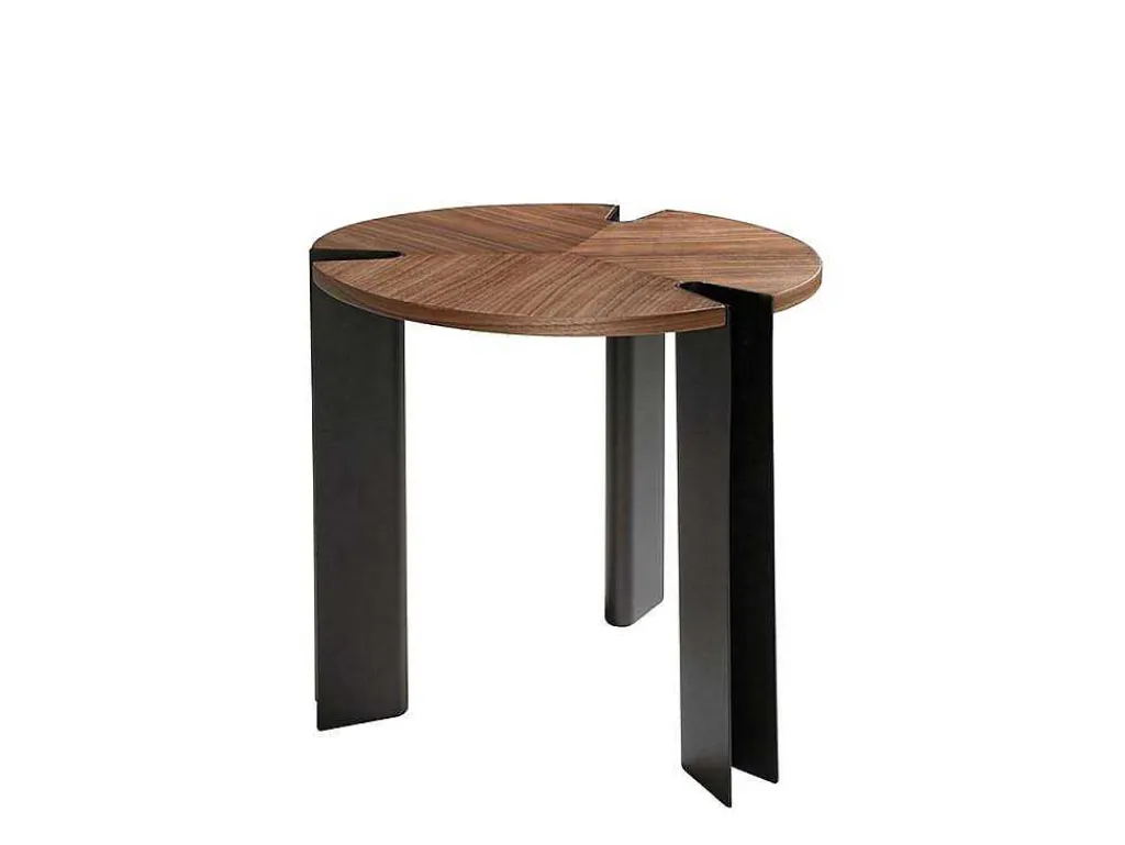 Hoektafel In Notenhout En Zwart Staal 2117-Angel Cerda Clearance