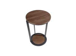 Hoektafel In Walnoothout En Zwart Staal 2116-Angel Cerda Discount