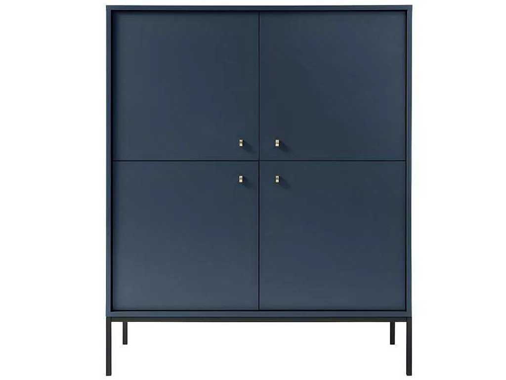 Hoge Buffetkast Bogdan - 4 Deuren - Blauw-Vente-unique Clearance