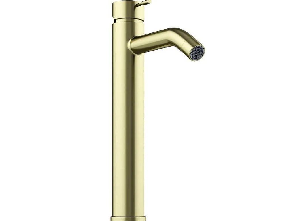 Hoge Mechanische Mengkraan Met Afgerond Uiteinde - Goud Met Satijnglans - Arlanza-Shower & Design Best
