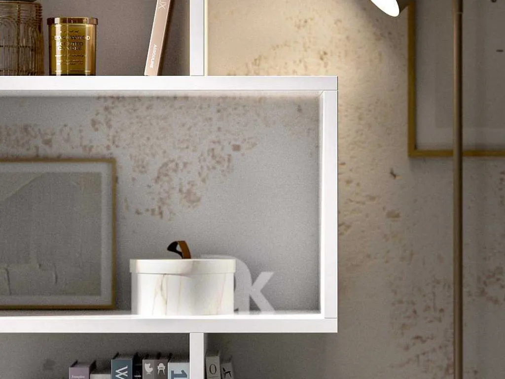 Hoge Stellingkast Tomini - 6 Vakken - Kleur: Wit-Vente-unique Online