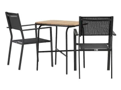 Holmbeck Tuinmeubelset Tafel, 2 Stoelen Naturel,Zwart.-Vente-unique Clearance
