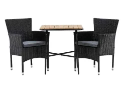 Holmbeck Tuinmeubelset Tafel, 2 Stoelen Naturel,Zwart.-Vente-unique Clearance