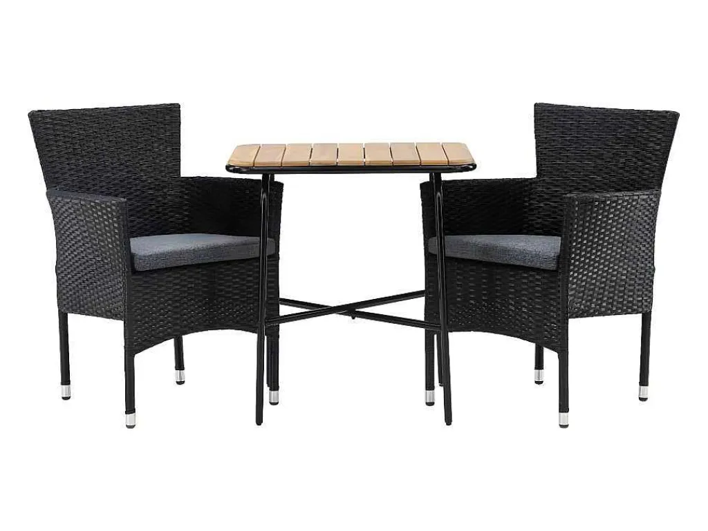 Holmbeck Tuinmeubelset Tafel, 2 Stoelen Naturel,Zwart.-Vente-unique Clearance