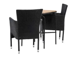 Holmbeck Tuinmeubelset Tafel, 2 Stoelen Naturel,Zwart.-Vente-unique Clearance
