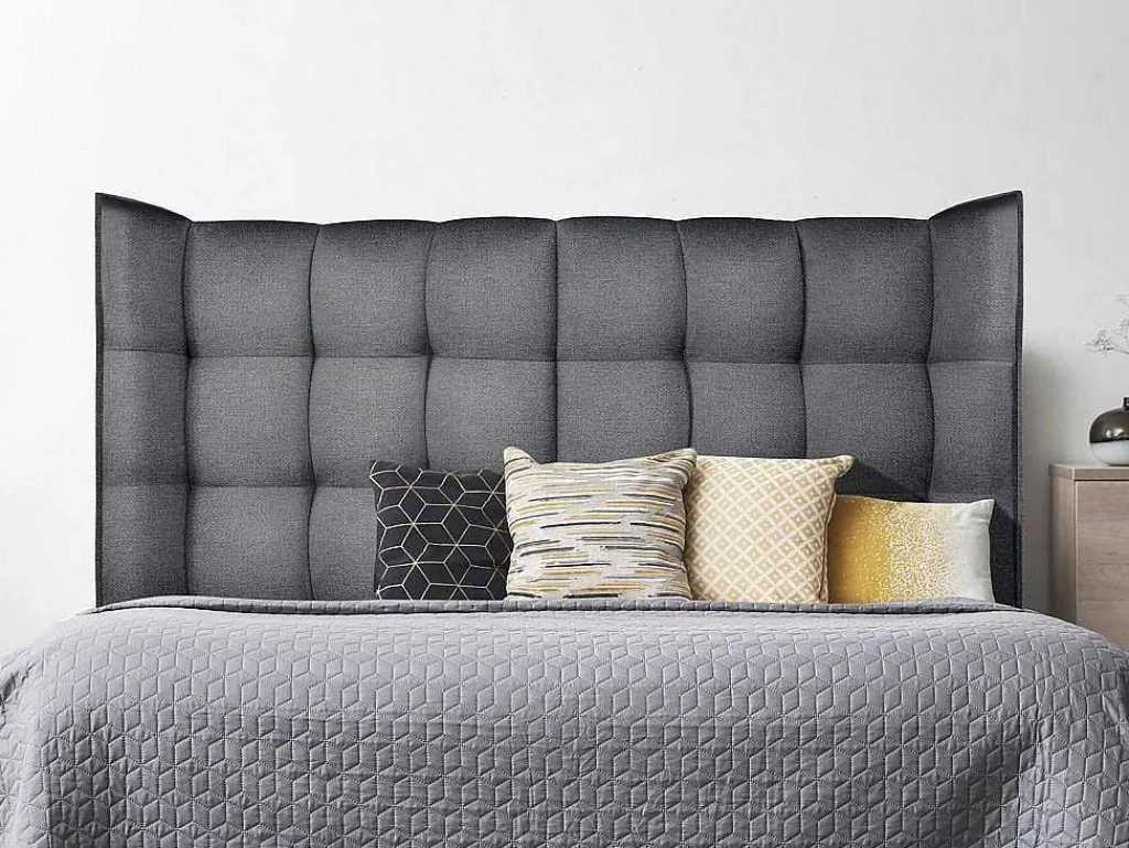 Hoofdbord Bed - Gebogen - 140 Cm - Stof - Grijs - Ludesa-Vente-unique Discount
