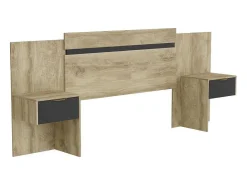 Hoofdeinde Met Nachtkastjes - Uitbreidbaar - 140 /160 Cm - Naturel En Zwart - Parati-Vente-unique Sale
