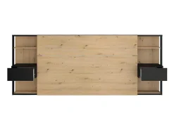 Hoofdeinde Met Nachtkastjes Mista - 160 Cm - Eiken En Zwart-Vente-unique Clearance