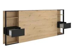 Hoofdeinde Met Nachtkastjes Mista - 160 Cm - Eiken En Zwart-Vente-unique Clearance