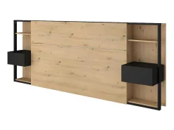 Hoofdeinde Met Nachtkastjes Mista - 160 Cm - Eiken En Zwart-Vente-unique Clearance