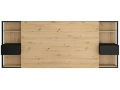 Hoofdeinde Met Nachtkastjes Mista - 160 Cm - Eiken En Zwart-Vente-unique Clearance