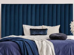 Hoofdeinde Sarah Met Verticale Naden - 140 Cm - Fluweel - Donkerblauw-Vente-unique Sale