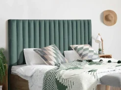 Hoofdeinde Sarah Met Verticale Naden - 160 Cm - Fluweel - Amandelgroen-Vente-unique