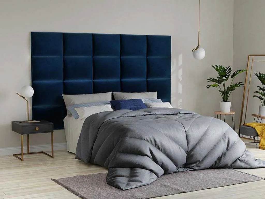 Hoofdeinde Wandpanelen Bartel - 200 Cm - Fluweel - Blauw - Van-PASCAL MORABITO Discount
