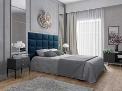 Hoofdeinde Wandpanelen Bartel - 200 Cm - Fluweel - Blauw - Van-PASCAL MORABITO Discount