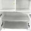 Hoog Dressoir - 2 Vakken En 2 Vlindervormige Deuren - Wit & Naturel-ModernLuxe New