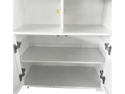 Hoog Dressoir - 2 Vakken En 2 Vlindervormige Deuren - Wit & Naturel-ModernLuxe New