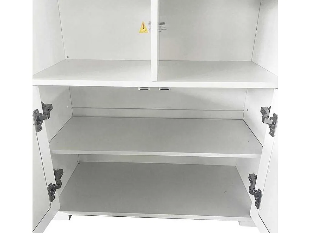 Hoog Dressoir - 2 Vakken En 2 Vlindervormige Deuren - Wit & Naturel-ModernLuxe New