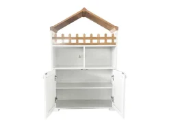 Hoog Dressoir - 2 Vakken En 2 Vlindervormige Deuren - Wit & Naturel-ModernLuxe New