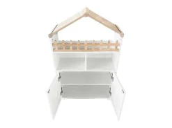 Hoog Dressoir - 2 Vakken En 2 Vlindervormige Deuren - Wit & Naturel-ModernLuxe New