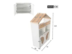 Hoog Dressoir - 2 Vakken En 2 Vlindervormige Deuren - Wit & Naturel-ModernLuxe New