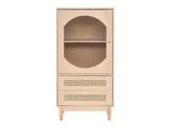 Hoog Dressoir Met 1 Transparante Acryldeur En 2 Rotan Lades - Landelijke Stijl - Naturel-ModernLuxe Outlet