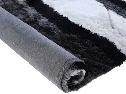 Hoogpolig Tapijt Ecume - Hand Getuft - Zwart En Wit - 200 X 290 Cm-OZAIA Hot