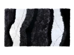 Hoogpolig Tapijt Ecume - Hand Getuft - Zwart En Wit - 160 X 230 Cm-OZAIA Sale