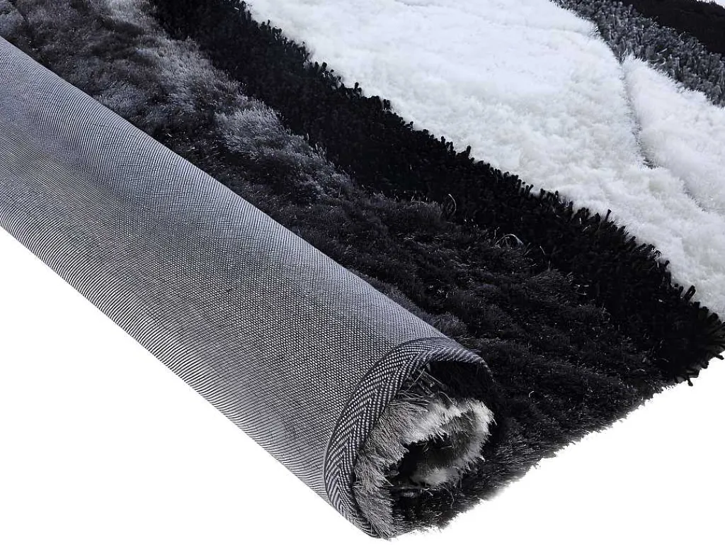 Hoogpolig Tapijt Ecume - Hand Getuft - Zwart En Wit - 160 X 230 Cm-OZAIA Sale