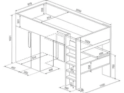 Hoogslaper - 90 X 200 Cm - Met Kast En Bureau - Roze En Wit - Nicolas-Vente-unique New