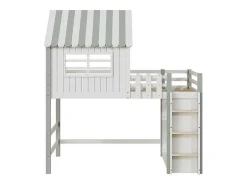 Hoogslaper 90 X 200 Cm - Cabinebed Met Ladder - Opbergplank - Massief Hout - Groen-Vente-unique Online