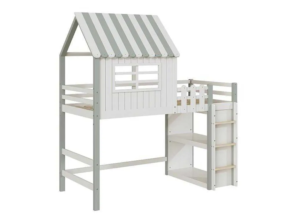 Hoogslaper 90 X 200 Cm - Cabinebed Met Ladder - Opbergplank - Massief Hout - Groen-Vente-unique Online