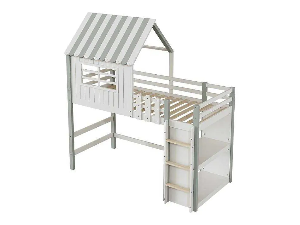 Hoogslaper 90 X 200 Cm - Cabinebed Met Ladder - Opbergplank - Massief Hout - Groen-Vente-unique Online