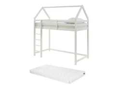 Hoogslaper 90 X 190 Cm - Grenen - Wit + Matras - Tarzia-Vente-unique Discount