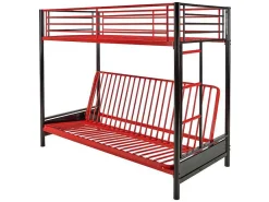 Hoogslaper 90 X 190 Cm - Met Slaapbank - Metaal - Zwart En Rood + Futon + Matras - Modulo V-Vente-unique Clearance