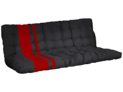 Hoogslaper 90 X 190 Cm - Met Slaapbank - Metaal - Zwart En Rood + Futon - Modulo V-Vente-unique Discount