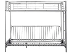 Hoogslaper 90 X 190 Cm - Met Uitklapbare Bank - Metaal - Zilver + Zwart Futon - Modulo V-Vente-unique Clearance