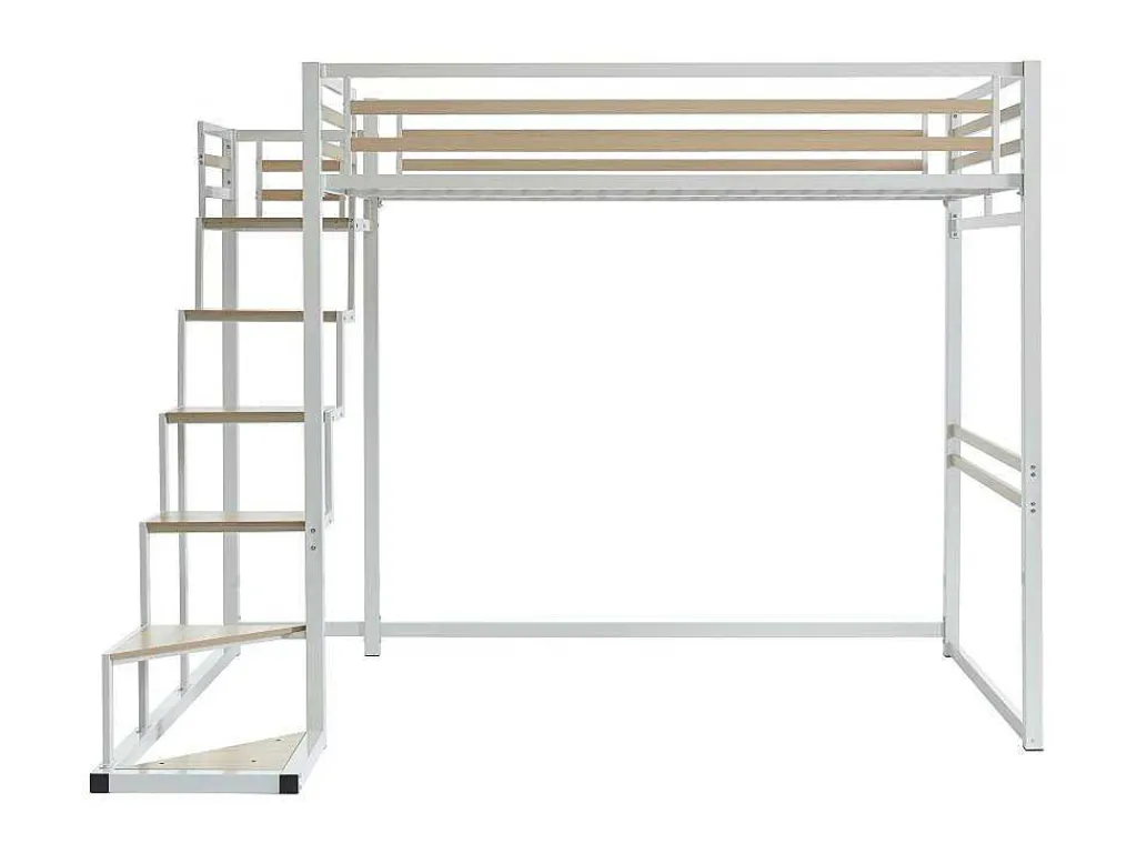 Hoogslaper 140 X 200 Cm - Metaal En Mdf - Wit - Jogui-Vente-unique Hot