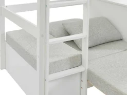 Hoogslaper 90 X 200 Cm Met Bureau, Slaapbank En Opbergruimte - Massief Grenen - Gebleekt + Matras - Goliath Iii-Vente-unique Outlet